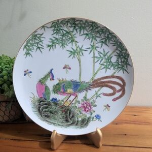 Vintage Japanese Porcelain Ware Peacock 10" Plate Decor